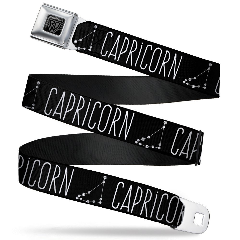 9086 Seatbelt Belt - Zodiac CAPRICORN/Constellation Black/White - 1.0" Wide